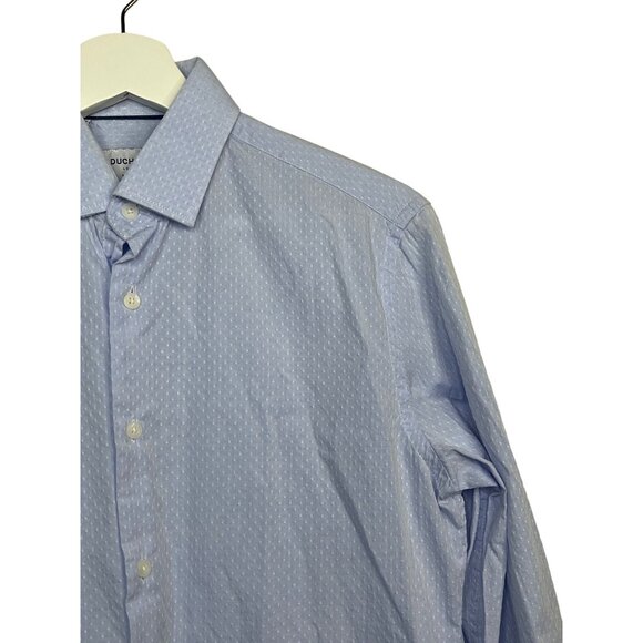 Duchamp Top Mens Medium Long Sleeve Button Down Shirt Blue Tailored Casual Work - Picture 5 of 12